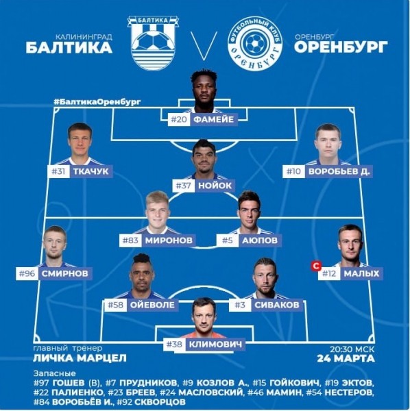 
ФК &laquo;Оренбург&raquo; в гостях победил ФК &laquo;Балтика&raquo; (Калининград) &mdash; 2:1		