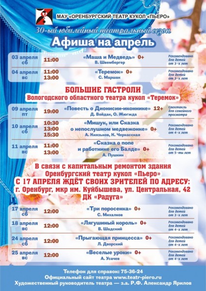 Вологодский театр кукол «Теремок» – в гостях у оренбургского «Пьеро» Вологодский театр кукол «Теремок» – в гостях у оренбургского «Пьеро»