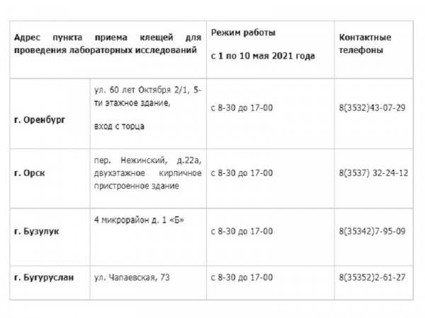 В Роспотребнадзоре рассказали оренбуржцам о пунктах приема клещей