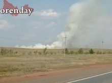 Пожар на полях вспыхнул неподалёку от села Татарская Каргала