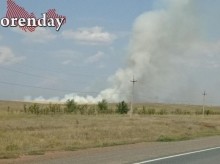 Пожар на полях вспыхнул неподалёку от села Татарская Каргала
