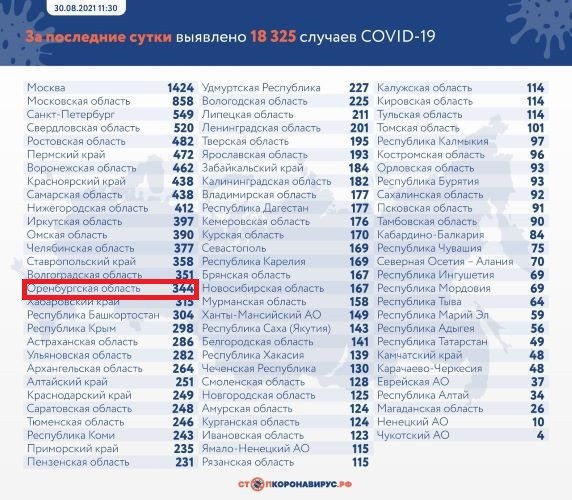 В Оренбургской области за сутки от коронавируса умерли еще 9 человек