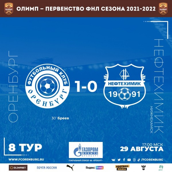 ФК "Оренбург" на своем поле обыграл нижнекамский "Нефтехимик"