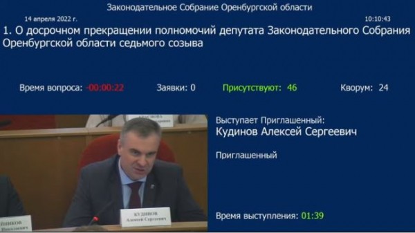 Заксоб Оренбуржья остался без одного депутата-единоросса Заксоб Оренбуржья остался без одного депутата-единоросса
